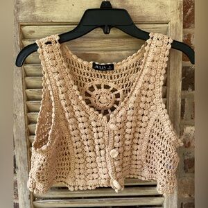 Beige Crochet Crop Top